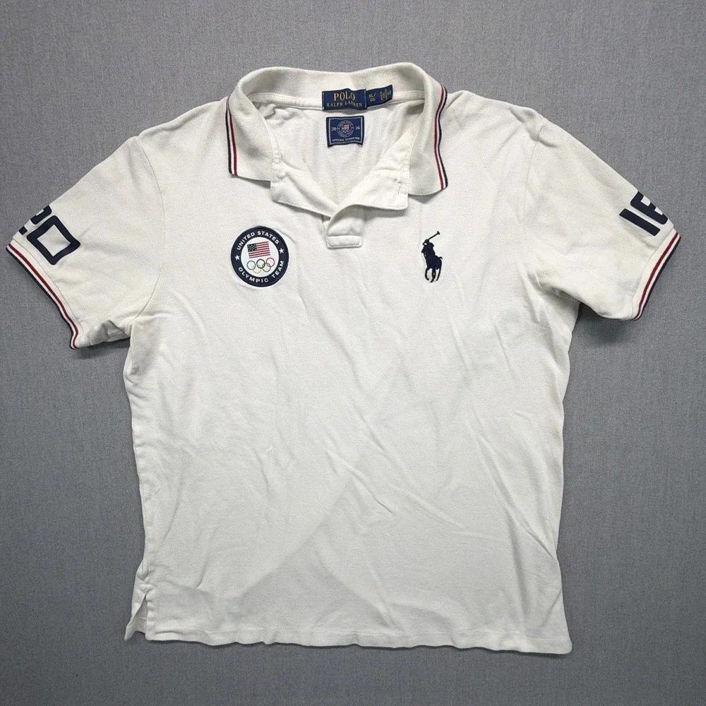 Ralph Lauren Polo Shirt Mens XL White USA Olympics 2016 Big Pony Short Sleeve